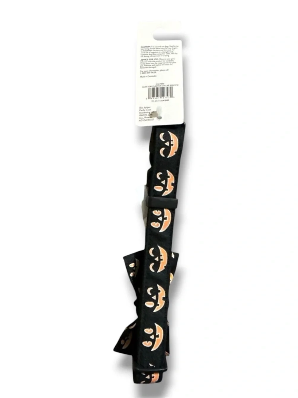 NWT Thrills & Chills Glow-In-The-Dark Halloween Pumpkin Dog Collar Bow Tie M